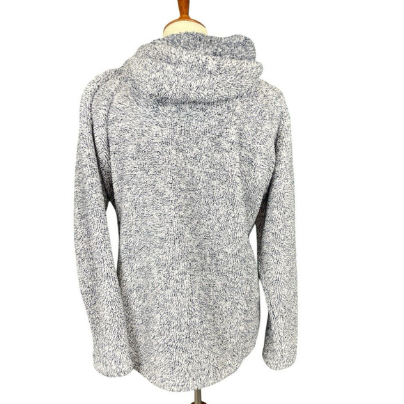 Jason Maxwell Blue and White Faux Fur Zip Up Hoodie with Pockets Women Size L - Picture 2 of 9